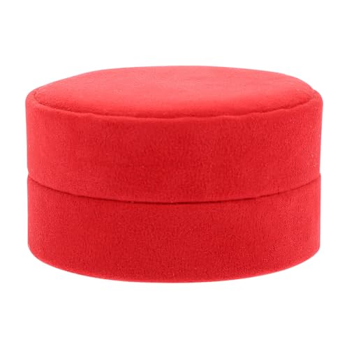 Angoily Scatola Porta-Anelli Rotonda in Velluto Rosso Custodia Portagioie Compatta e Leggera per Anelli e Collane Scatola da Viaggio Multifunzione per Conservazione e Esposizione