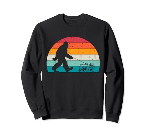 Bigfoot paseando a un perro divertido, amantes del bulldog inglés, papá Sudadera