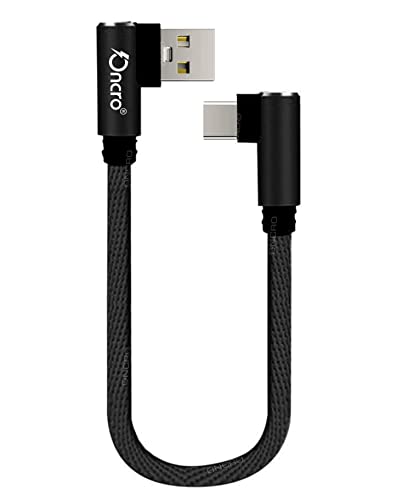 Image of Nylon braided 90 Degree right angle L shape USB cable Data Cable Fast Charging dash warp short type c power bank cable for type c smartphones oneplus nord note mini 25cm use wall charger 4a 6a