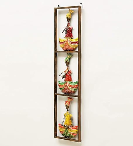 Image of Metal Nagpuri Musician Showpiece Wall Frame | Handcrafted Tribal Musician Art Decor | Ethnic Wall Hanging for Living Room Office Music Room | Indian Folk Sculpture (Sardar Design)