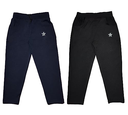 Image of STARLATH Unisex Kids Trackpants, 4 Way Lycra Stretchable Pants and Lowers for Boys and Girls Kids, Use Daily Routine, Multi Sports Activity Pant (Multicolors Pack of 2)