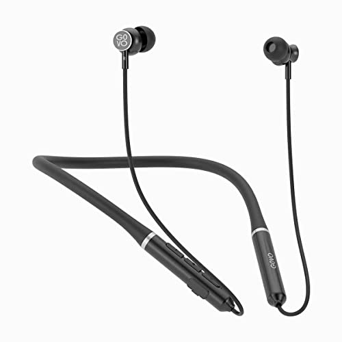 GOVO GOKIXX 630 Bluetooth Wireless Neckband in Ear Earphones, 10H Playback, Enhanced Bass, Metal Control Board,IPX5, Magnetic Earbuds, Lightweight Design (Platinum Black)