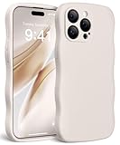 SuydanBox Magnetic for iPhone 15 Pro Max Case, [Full Camera Protection][Compatible with MagSafe] Cute Wave Frame Silicone Shockproof Protective Phone Case for iPhone 15 Pro Max 6.7',Stone