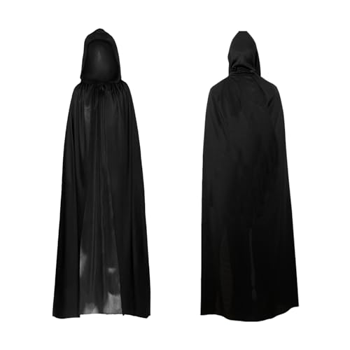 YXHZVON Cape à Capuche pour Enfant Halloween, Longue Cape Déguisement Enfant Unisexe Costume, Cape de Vampire , Magicien Déguisement Costume Halloween Noël Easter Carnaval Noir(120cm)