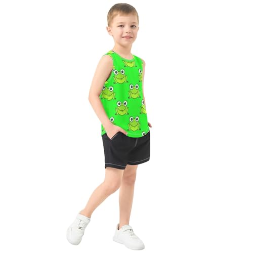 J JOYSAY Cartoon Frog Green Boys Tank Top Sleeveless Muscle Shirts Quick Dry Kids T-Shirts 3-15T4
