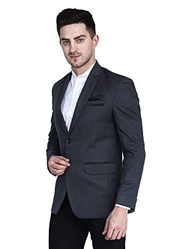Image of TAHVO Grey Notched Lapel Blazer with Hanky