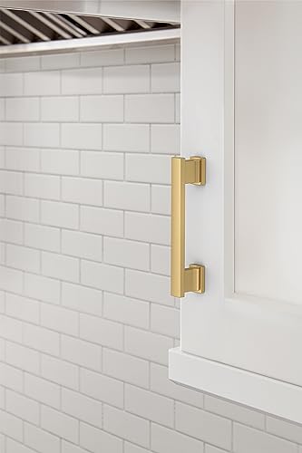 Image of Amerock 10 Pack 3-3 /4 inch Triomphe Champagne Bronze Drawer Pull | 3-3 /4 inch (96mm) Center-to-Center Mounting Distance and 4-13 /16 inches Overall Length, Durable Zinc Cabinet Hardware