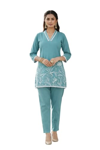 Image of SUNDARTA Women's Rayon Slub Kurta Set | Solid Straight Kurta with Pant | Elegant Ethnic Wear for Office, Casual & Festive Use
