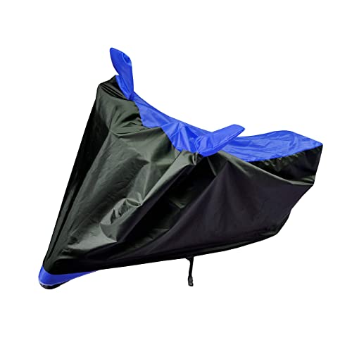 Image of Auto Hub Bike Cover Compatible with Hero Hf Deluxe with Mirror Pocket, Dustproof, Heat Resistant, Triple Stitched, Hf Deluxe Bike Cover- Black, Blue