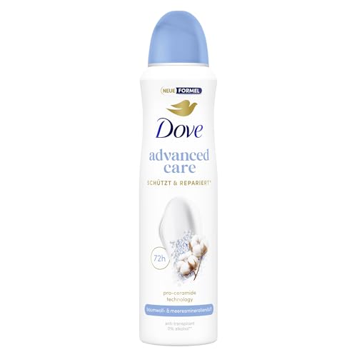 Dove Advanced Care Anti Transpirant Deo-Spray Baumwoll- und Meeresmineralienduft Deodorant mit 72 Stunden Schutz vor Achselnässe und Körpergeruch 150 ml