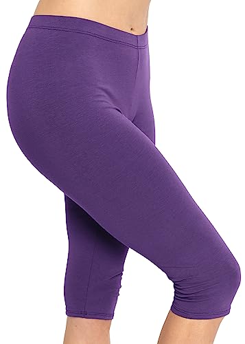 Image of STRETCH IS COMFORT Cotton Capri Leggings, Knee Length Pants, Plus Size | Soft pull-on comfort, lightweight summer feel, ankle option, casual layering, cotton leggings, black capris, under dresses