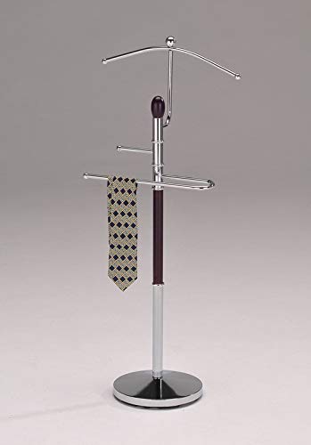 King's Brand Wood & Metal Suit Valet Rack Stand Organizer, Walnut Finish #TOP1