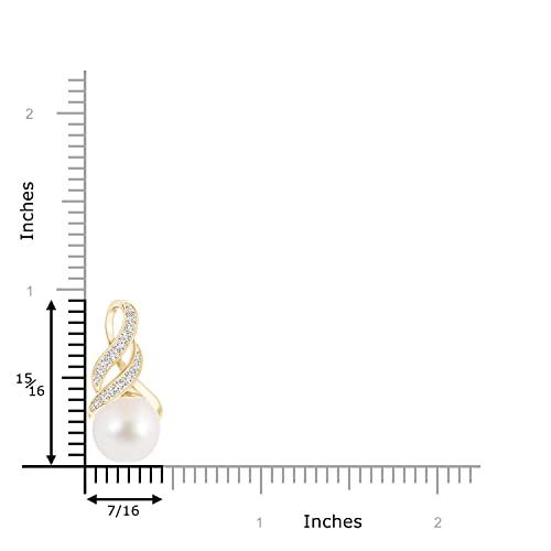 Angara Freshwater Cultured Pearl Swirl Bale Pendant Necklace For Women, Girls In 14K Yellow Gold (Grade-Aaa|Size-10Mm) June Birthstone Jewelry Gifts For Her Birthday, Wedding, Valentines Day #TOP2