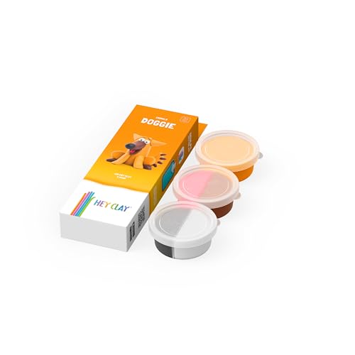 Image of Hey Clay Animals - Claymate Doggie - Colorful Modeling Air Dry Clay for Kids - Air Dry Clay Kit 3 Cans with Fun Interactive App