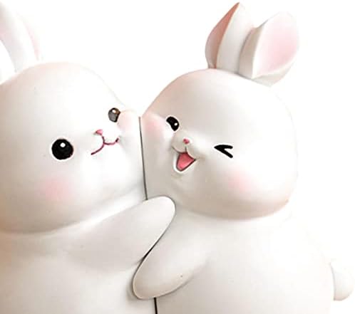 Lovely Rabbit Bookend Book Organizer Support Resin Statue Bunny Book Holder Decorative Bookends for Shelf Desk Office Home
