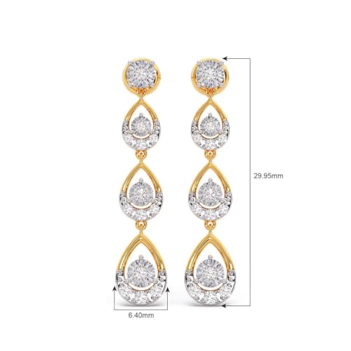 CANDERE - A KALYAN JEWELLERS COMPANY 18K (750) BIS Hallmark Yellow Gold and Certified SIIJ Diamond Dangle Earring for Women with Screw Back Closure - Image 4
