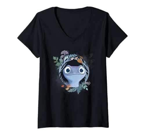 T-shirt col V femme Disney Frozen 2 Bruni haut graphique aquarelle original