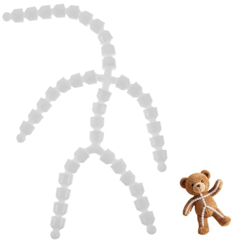 TEHAUX Doll Armature Set with X Y Connectors, Adjustable Ball Socket Joints for Stuffed Animal Bear Dolls Making, Moveable Plastic Body Figure Frame for DIY Craft (White)