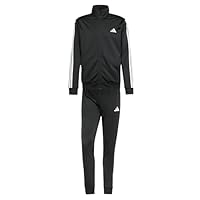 adidas Fato de treino masculino esportivo básico com 3 listras, preto, M