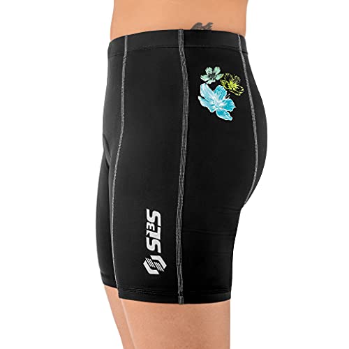 Short de triathlon pour femme SLS3 fleurs d'hibiscus martinica de qualité
