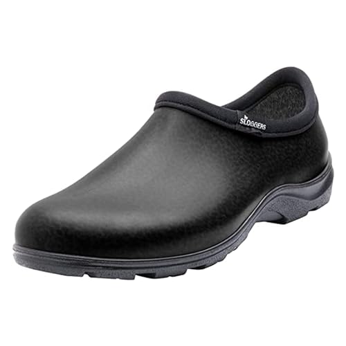 Sloggers Original Waterproof Work Shoe for Men Outdoor Slip-On Rain and Durable Garden Footwear with Premium Comfort Support Insole Leather Print Black - Size 12 - Made in USA with US and Imported Parts