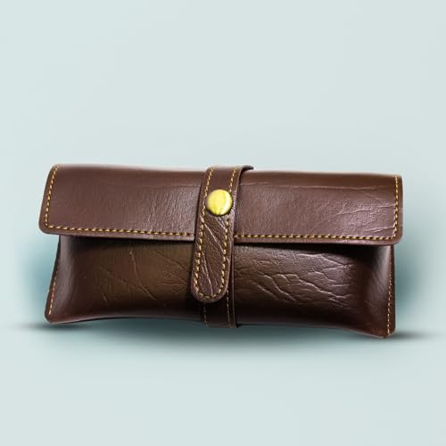 Image of Personalized Leather Goggle Cover | Custom Name | Unisex Faux Leather Eyewear Case with Button Closure | Travel-Friendly & Durable Sunglasses Holder for Men & Women