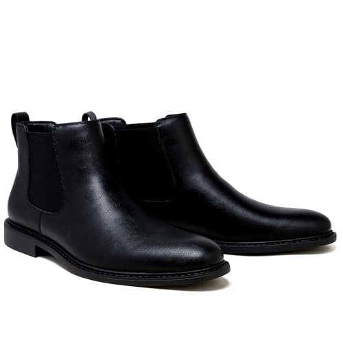 ZOKSOVE Men’s Chelsea Boots - Classic PU Slip On Dress Boots - Comfortable Casual Ankle Shoes-Black 11