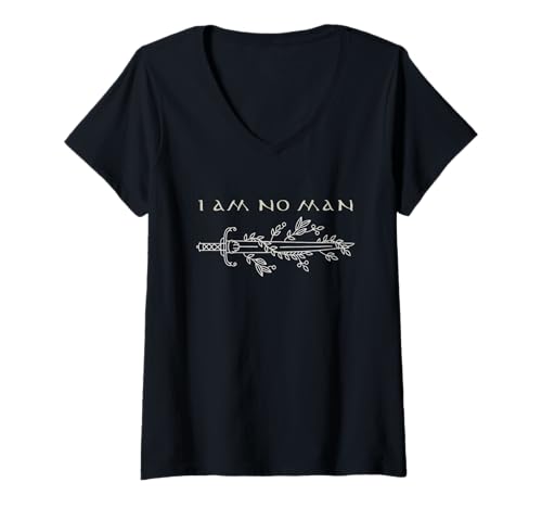 Womens I Am No Man, Reading Bookish Vintage Gothic Meme V-Neck T-Shirt