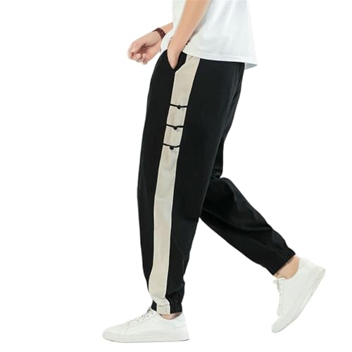 Pantalon de jogging en coton et lin pour homme style chinois décontracté