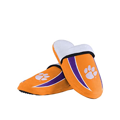 Image of FOCO mens NCAA College Team Logo Sherpa Moccasin Slippers