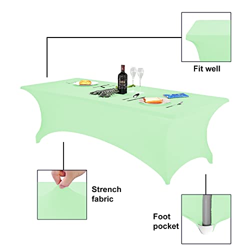 Image of FORLIFE Spandex Table Cover - Fitted 8ft Rectangular Tablecloth, Stretch Patio Cover, Universal for Wedding, Banquet, Party (Mint)