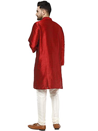 SKAVIJ Men's Tunic Kurta Pyjama Traditional Wedding Party Ethnic Suit Dress Set2