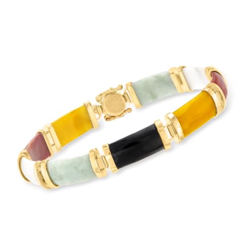 Image of Ross-Simons Good Fortune Jade Bracelet in 18kt Gold Over Sterling