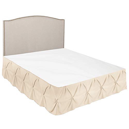 Image of Nestl Beige Cream Bed Skirt Queen Size, Pinch Pleat Queen Bed Skirt, 14 inch Inch Drop Queen Bedskirt, Hotel Quality Beige Cream Bed Skirts, Microfiber Bedskirt for Queen Bed, Beige Cream Queen Bed Skirt