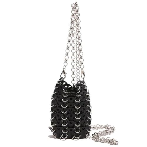 Mini sac rouge à lèvres tissé main avec sangle chaîne chic