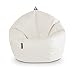 Happers Pouf Boule en Cuir synthétique 60x60x60 cm Blanc/extérieur
