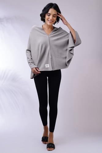 Image of Zelena Cotton Bamboo Blend Premium Nursing Cover for Breastfeeding | Breastfeeding Cover for Mothers | Feeding Shawl for Mother | Feeding Cloth | Breathable Nursing Covers | Poncho for Mom (Grey)