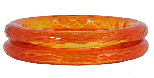 Image of ZULKA Get your traditions Glass With Diamond Pattern Glossy Finished Kada Set For Women and Girls