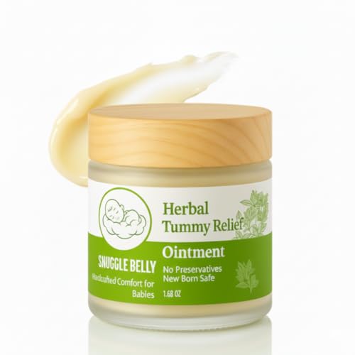 Image of Baby Gas Relief Balm by SnuggleBelly - Herbal Tummy Rub for Colic Relief, NewBorn Gas Comfort with Hing, Ghee, Coconut Oil - Preservative Free, 1.7 oz