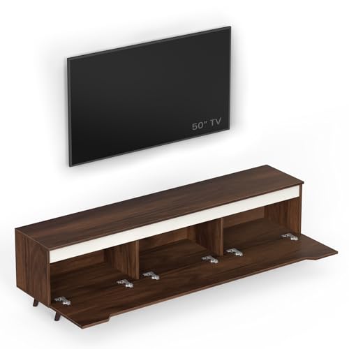 BLUEWUD Blesky Engineering Wood Floor Standing TV Entertainment Unit Set Top Box Stand/TV Cabinet Panel with Shelves for Books & Décor Display Unit, Ideal for 75” (Brown Maple) 5 31zDvqf 65L