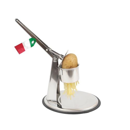 MOHOME Schiacciapatate Acciaio Inox 18/10 Purè di Patate Made in Italy 2 Filtri Intercambiabili Passapatate Manuale Schiacciapassatelli Lavabile in Lavastoviglie Verdura Frutta Cibo Neonati