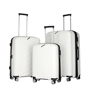 Luggage Sets 3 Piece Expandable Hardshell Suitcases with Wheels, Polycarbonate Lightweight Carry-On Luggage Set with TSA Lock White