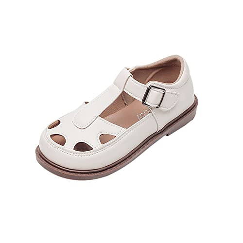 Girls Leather Soft Toe Princess Dress Flat Shoes Summer Dress Shoes Shoes (Toddler/Little Kid/Big Kids Beach Kids Shoes (White, 2 Big Kids)
