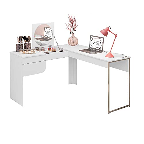 Escrivaninha Penteadeira Camarim de canto Alexa Branco Fosco - Mobler