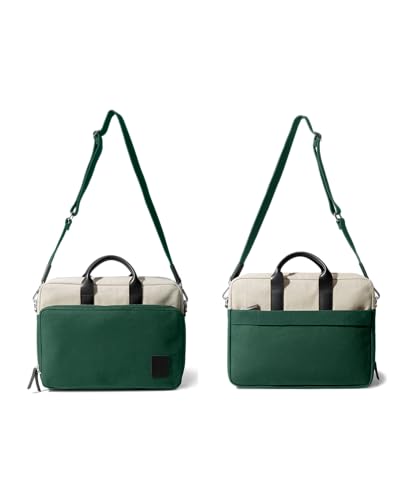 Image of DailyObjects 100% Cotton Canvas Commute Laptop Messenger Bag for Men & Women | Travel Shoulder Handbag With Trolley Sleeve | Metal Zip Closure | Leather Handles | Padded Laptop Compartment For 14 inch