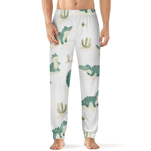 Cartoon Alligators Men's Pajama Bottoms Sleep Lounge Soft Comfy Pants Sleepwear