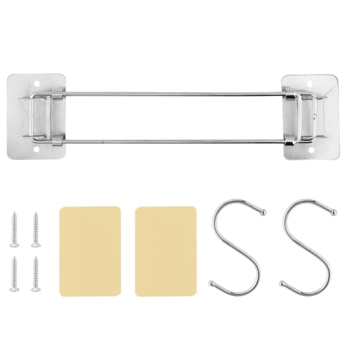 Image of Pilarmuture RV Shower Corner Storage Bar,7-13inch Wall Mounted RV Bathroom Storage Bar,Durable S Hook Adjustable Rod for Corner Shelves,Camper Shower Corner Storage Bar,RV Shower Accessories