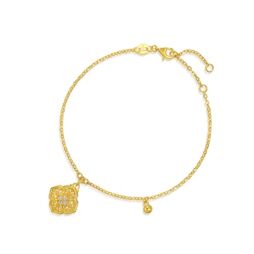 CHOW SANG SANG 999 24K Solid Gold Cultural Blessings Auspicious Lock Ruyi Bracelet for Women 18cm 95553B2