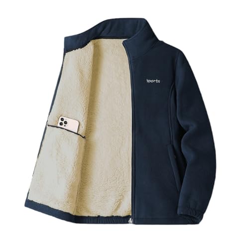 Polares para Hombre, Chaqueta Polar de otoño e Invierno para Hombre y Mujer, Sudadera con Capucha de Forro Polar (Dark Blue, XXL)