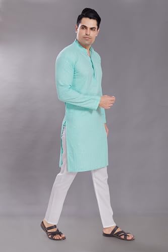 Image of DIVISIVE Men's Sequince Embroidered Cotton Blend Only Slim Fit Kurta